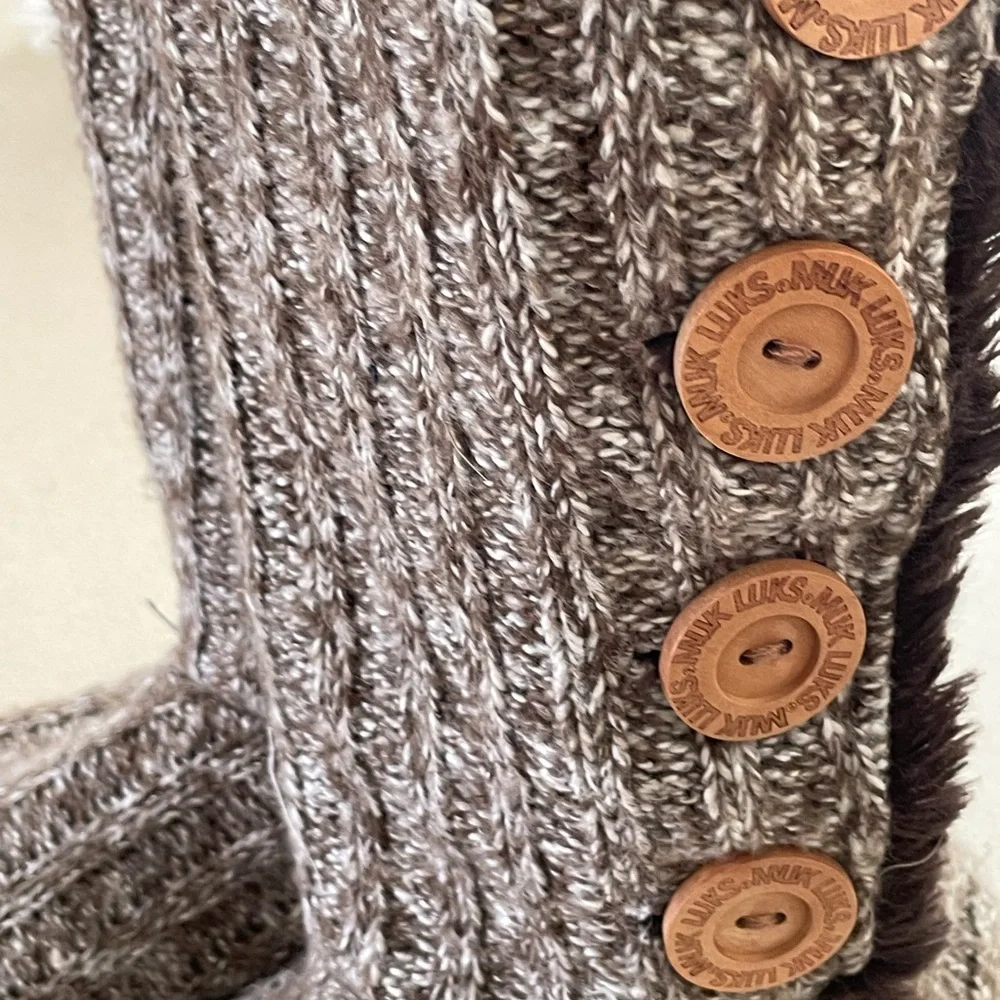Muk Luks Women’s Malena Slouch Boots Brown Flat Heel Warm and Cozy XL